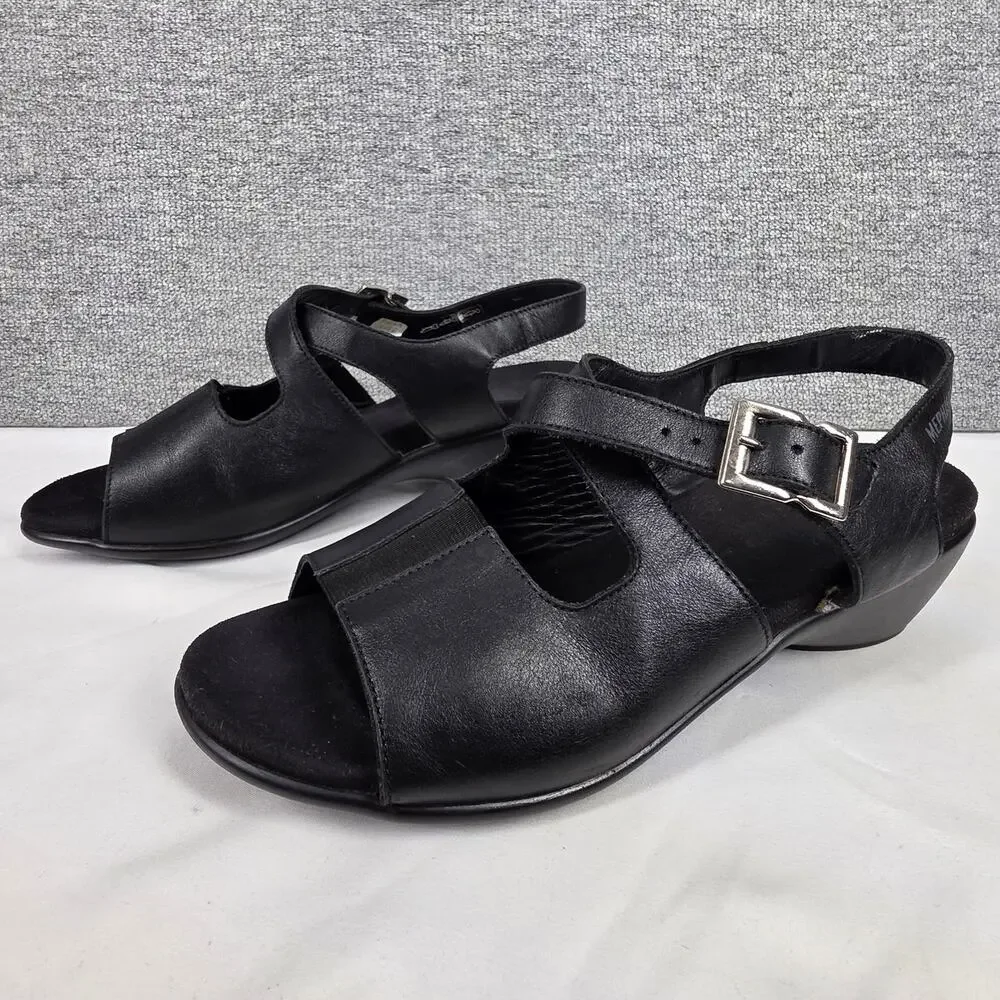 MEPHISTO WOMEN’S BLACK LEATHER COMFORT SANDALS – SIZE EU 39 (US 8–8.5)
